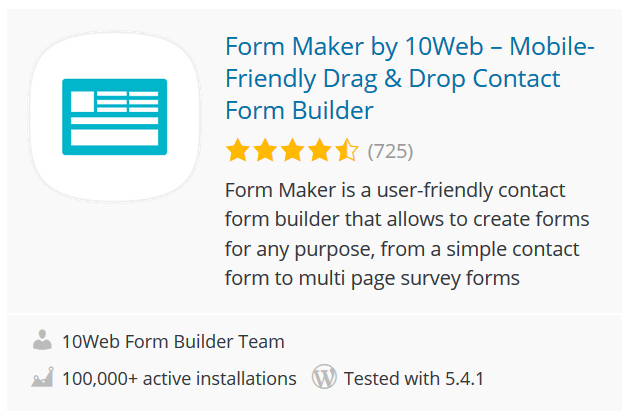 Form Maker by 10Web – Mobile-Friendly Drag & Drop Contact Form Builder